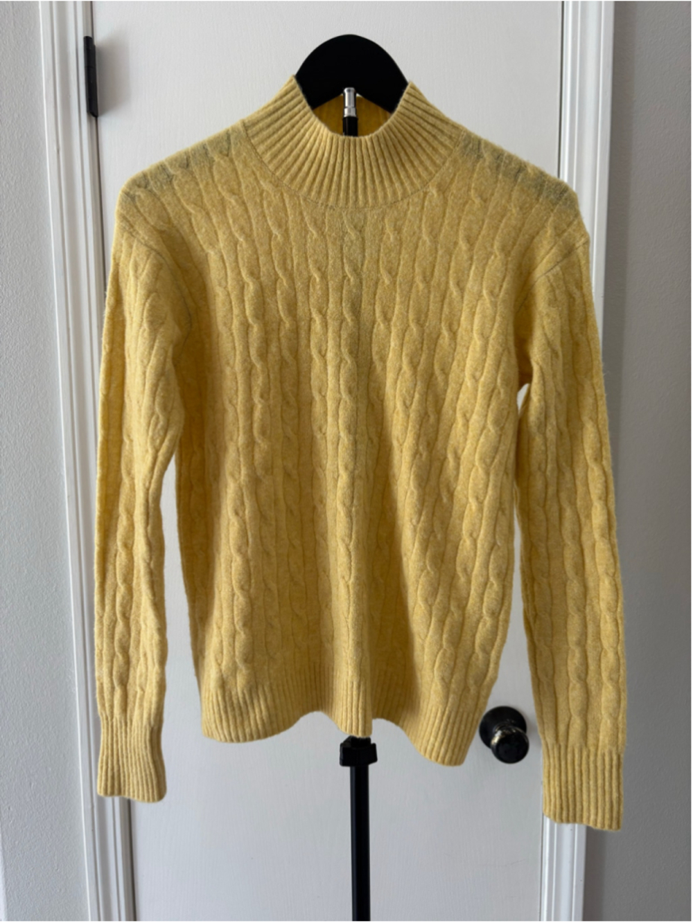J.Crew Factory Yellow Cable Knit Mock Neck Sweater XS